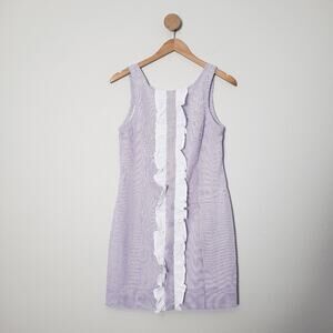 NWT Lauren James Bailey Lavender Seersucker Shift Dress Small Purple Ruffle Mini